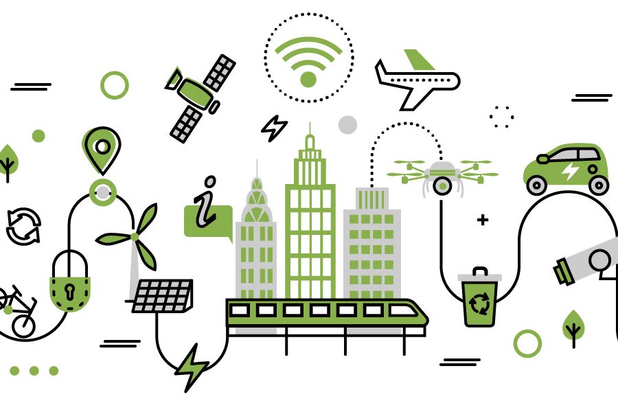 a smart city illustration showing their connectivity